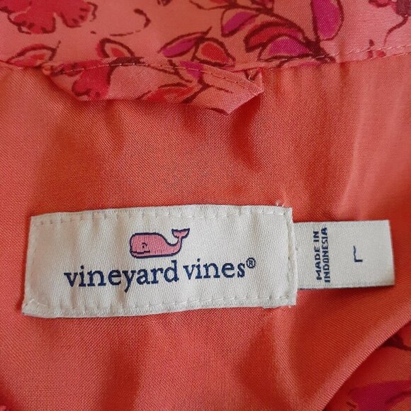 Vineyard Vines Women's Size L Coral Pink Helenium Floral Silk Blend Tunic Dress - Picture 7 of 13